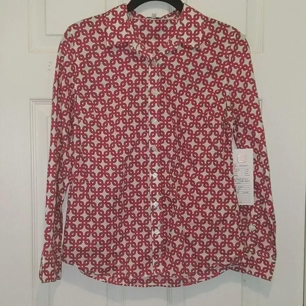 Crown & Ivy hot pink and white shirt Sz PS NWTL